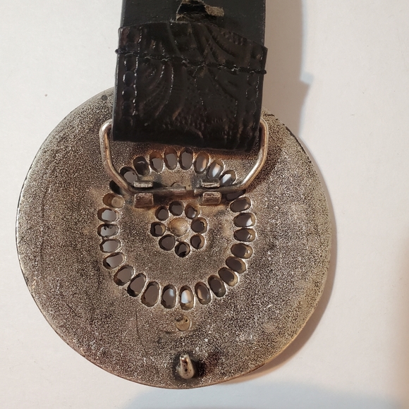 Perry Ellis Genuine Leather Tooled Black Bling Belt - Picture 3 of 11